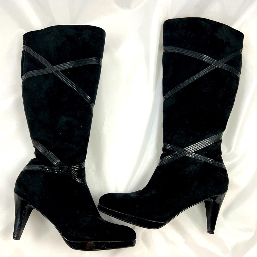 Black Suede high heel boots size 9